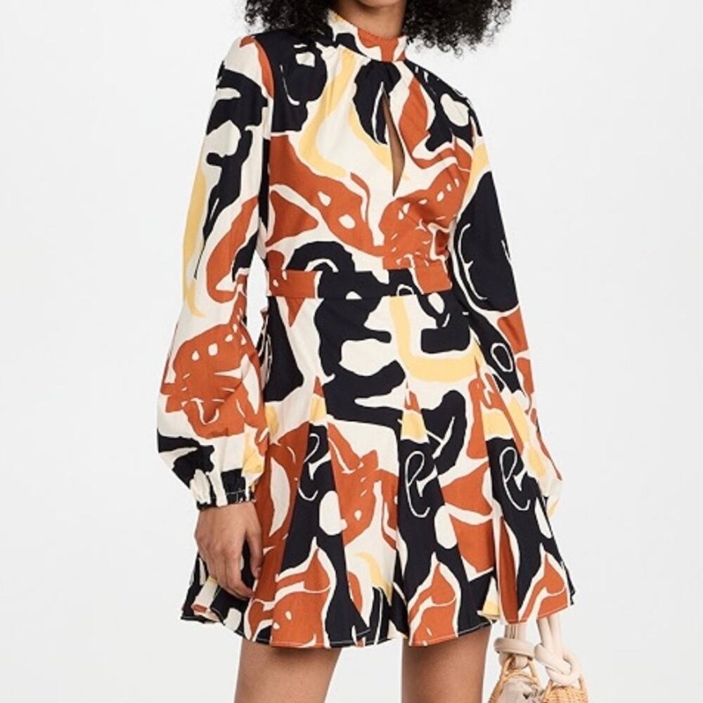 De Loreta‎ Leonor Dress El Pueblo Print Size Medium High Neck Keyhole Cut Out
